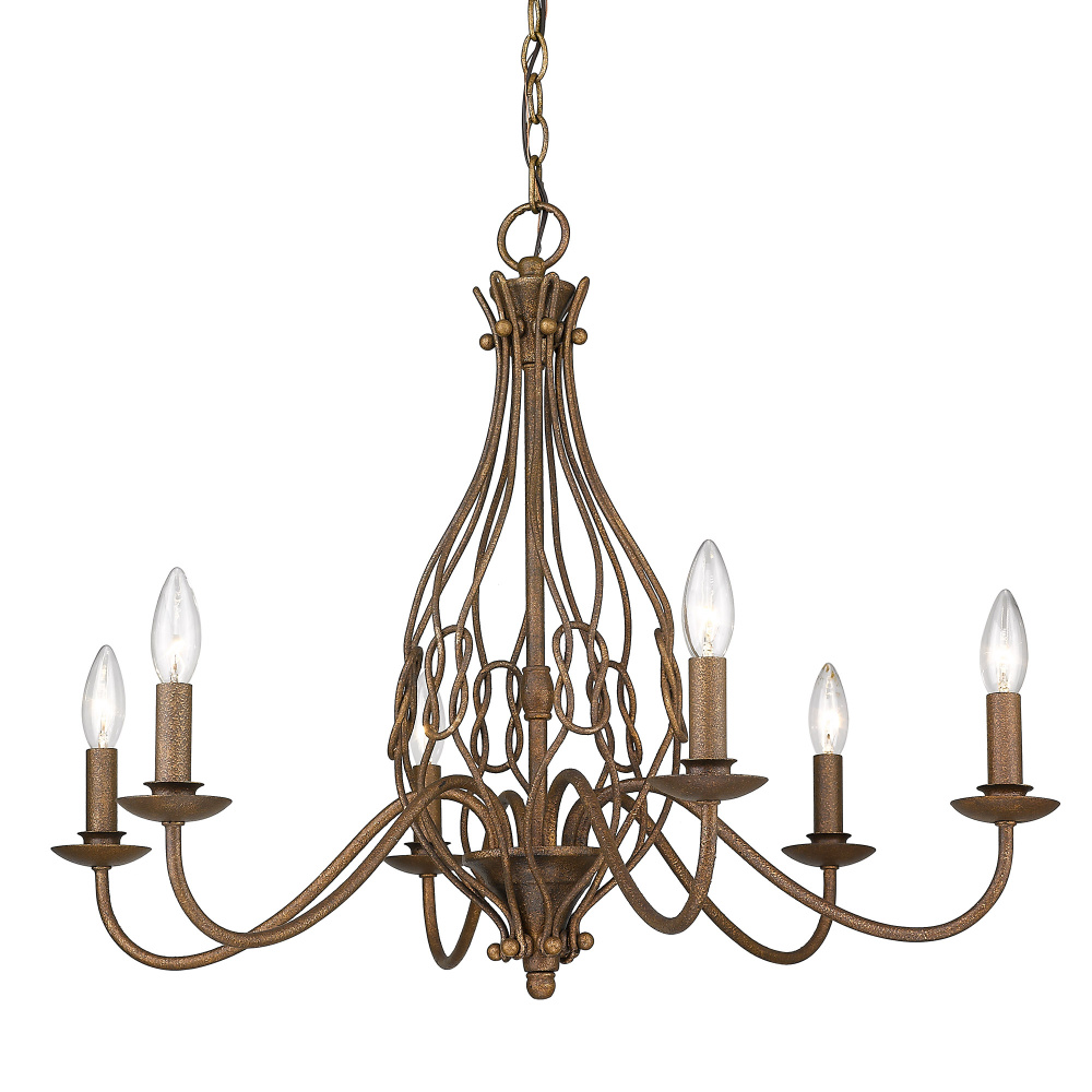 Wry Lighting Antoinette 6-light Chandelier in Burnished Chestnut